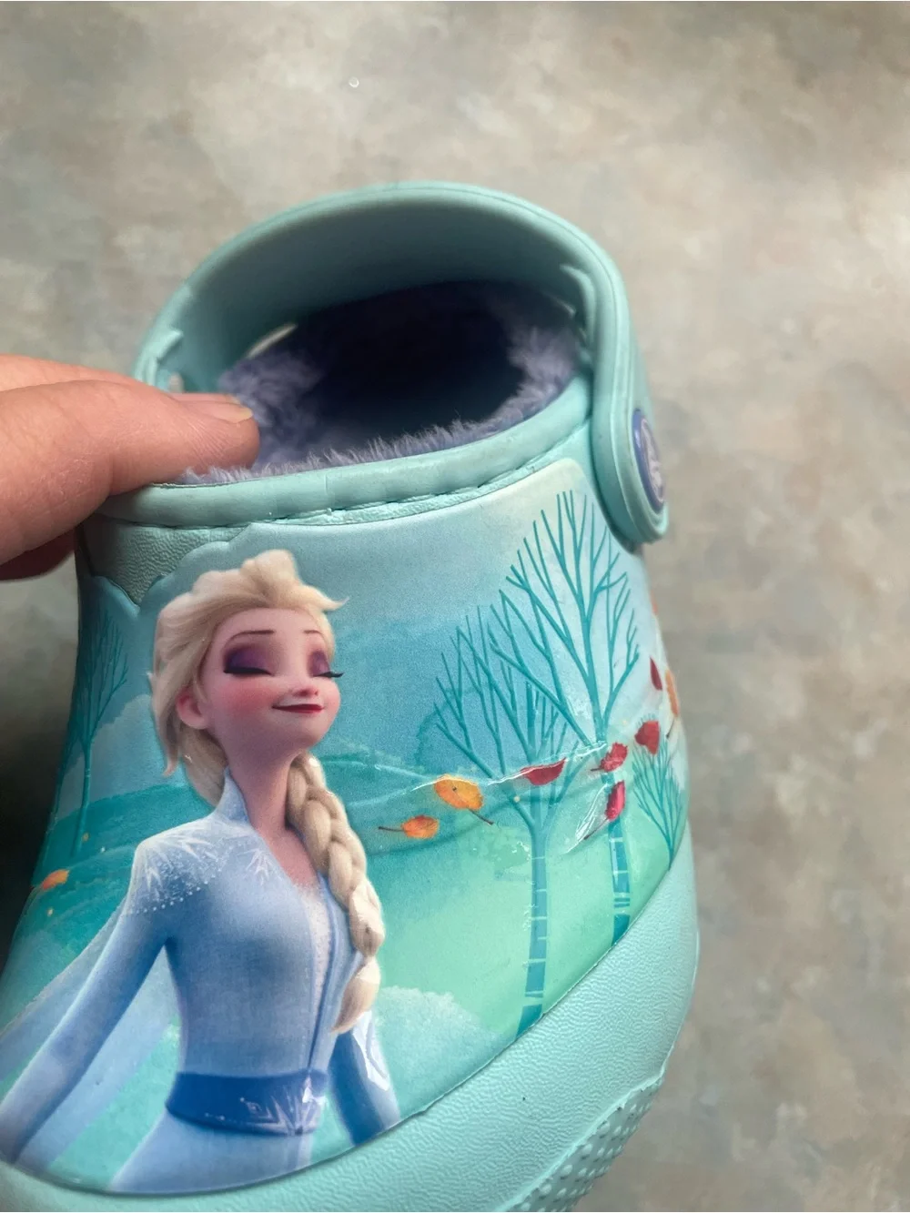 CROCS Kids Light Blue Frozen Character Fuzzy-Lined Clogs